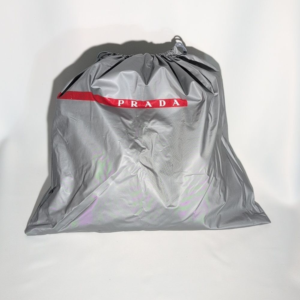 Prada Silver Drawstring Bag with Red Accent (plastic) - Picture 2 of 11